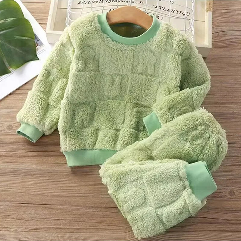 Kids Flannel Pajama Suit - Warm Velvet Set - Image 4