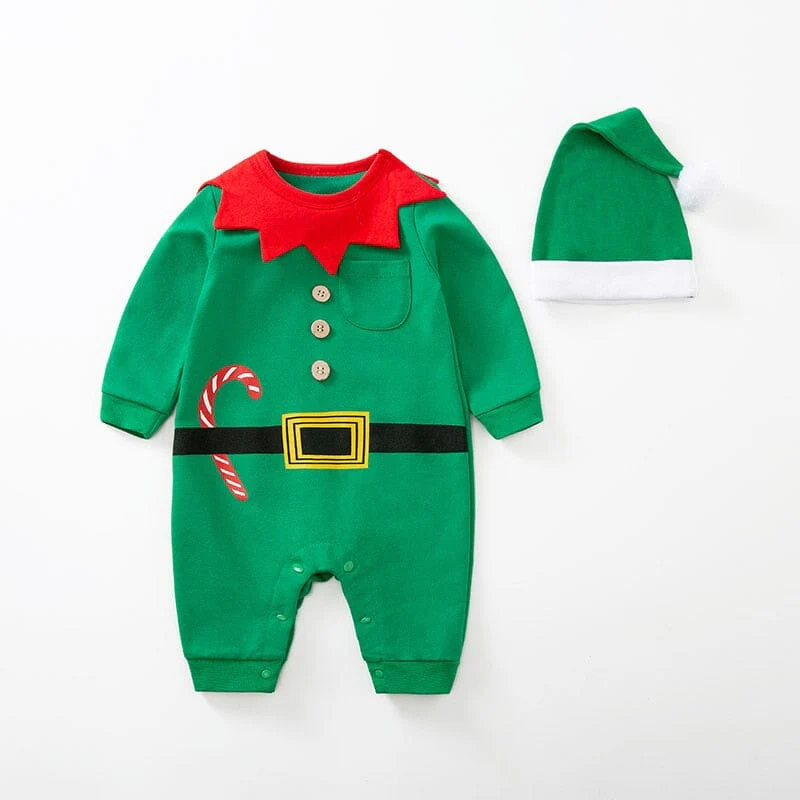 Christmas Long Sleeve Baby Jumpsuit & Hat Set - Image 3