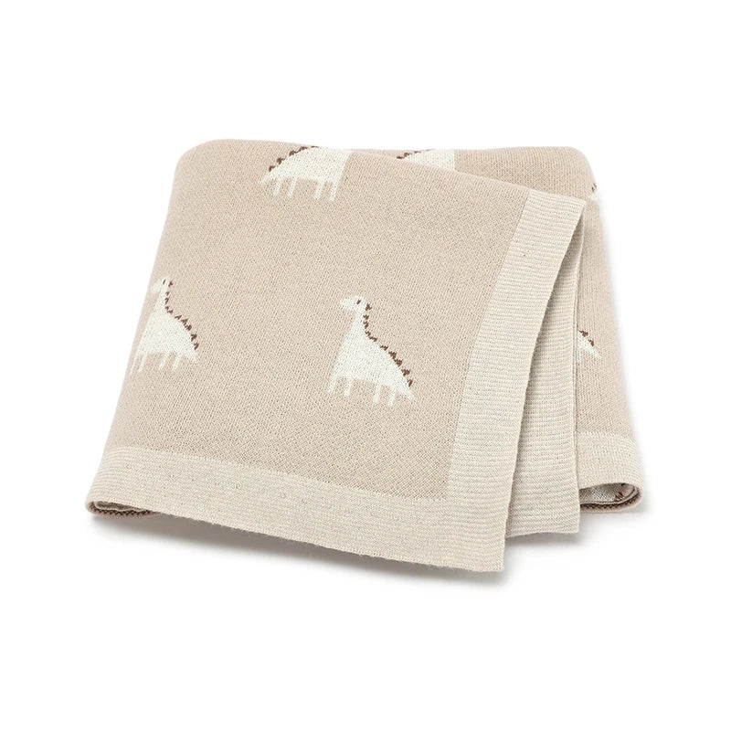 Dino Cotton Baby Blanket – Knitted Newborn Swaddle - Image 11