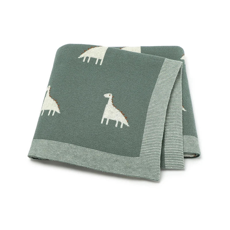 Dino Cotton Baby Blanket – Knitted Newborn Swaddle - Image 12