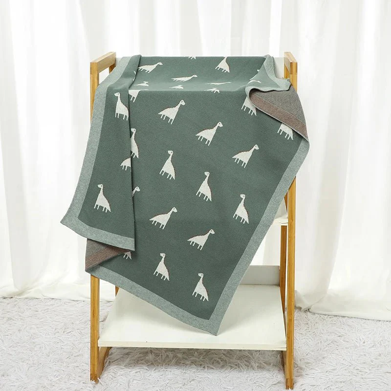 Dino Cotton Baby Blanket – Knitted Newborn Swaddle - Image 3