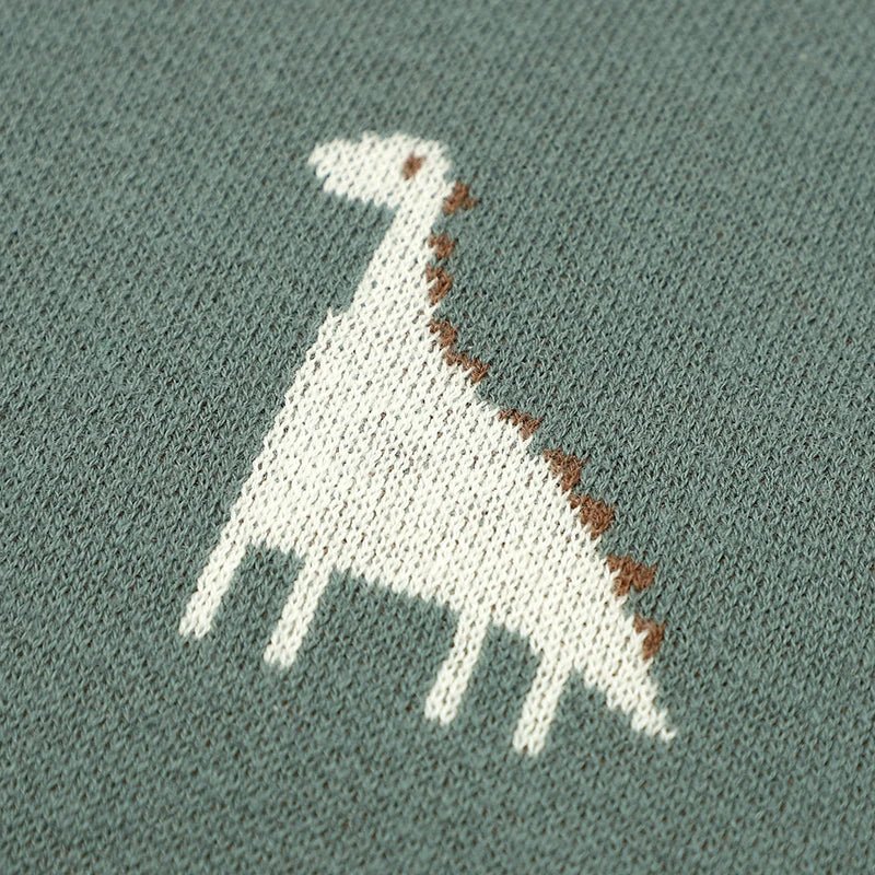 Dino Cotton Baby Blanket – Knitted Newborn Swaddle - Image 4