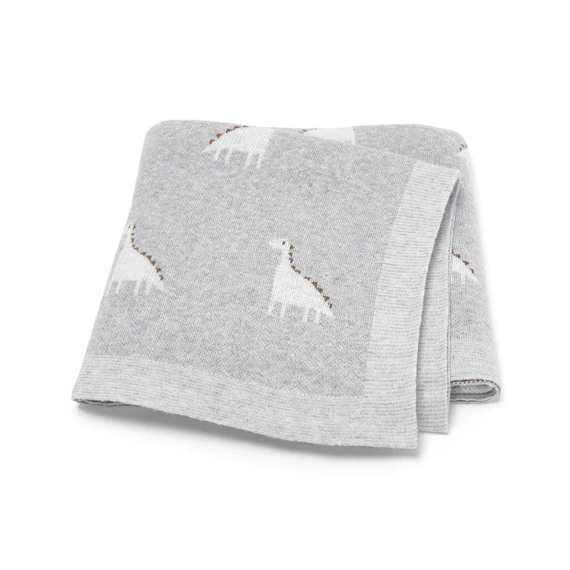 Dino Cotton Baby Blanket – Knitted Newborn Swaddle - Image 8