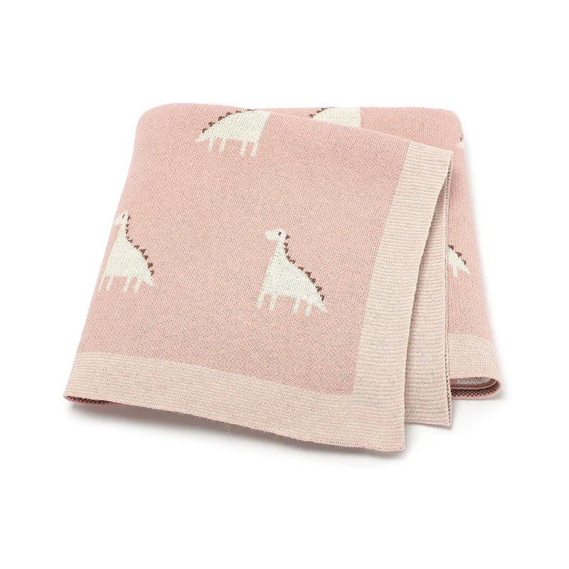 Dino Cotton Baby Blanket – Knitted Newborn Swaddle - Image 9