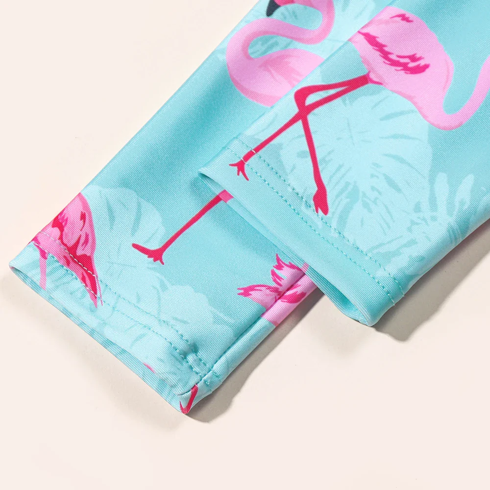 Girls Flamingo Swimsuit – Long Sleeve UV One-Piece - Image 4