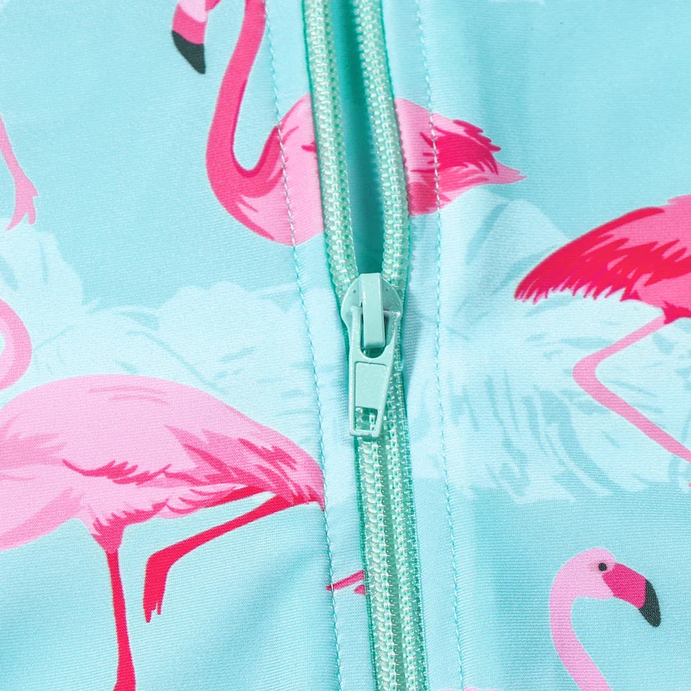 Girls Flamingo Swimsuit – Long Sleeve UV One-Piece - Image 5