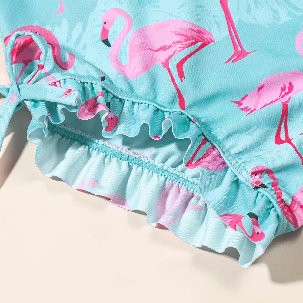 Girls Flamingo Swimsuit – Long Sleeve UV One-Piece - Image 6