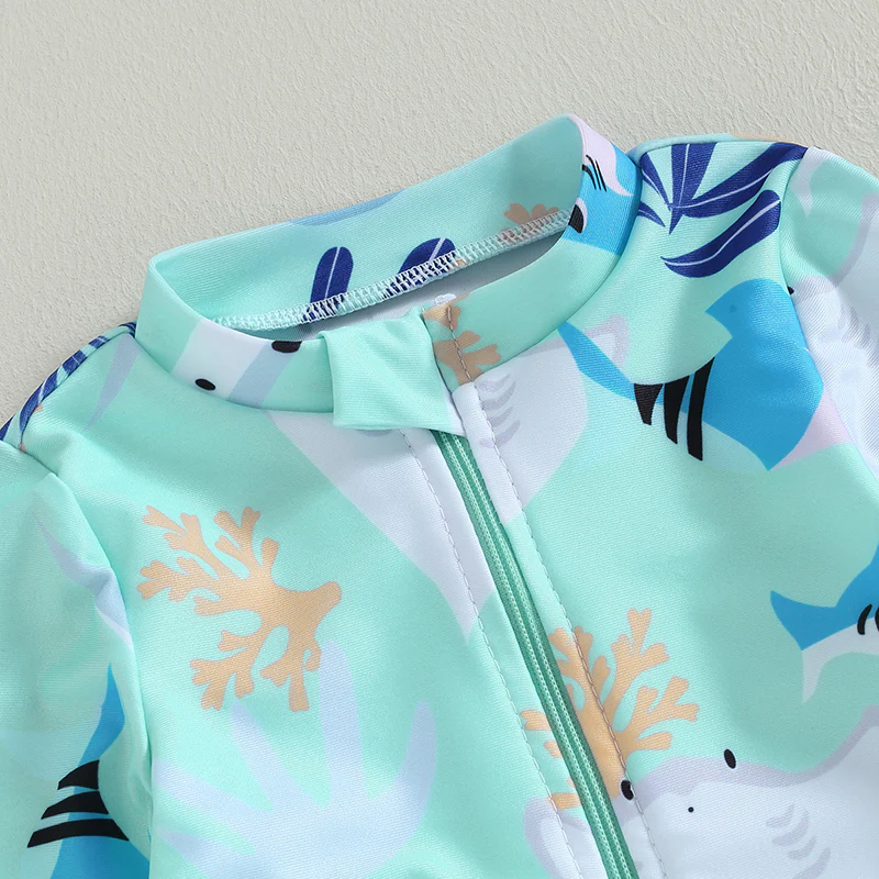 Girls Long Sleeve Swimsuit – Sea Animal Print - Image 10