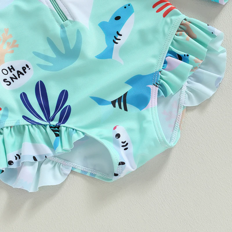 Girls Long Sleeve Swimsuit – Sea Animal Print - Image 13