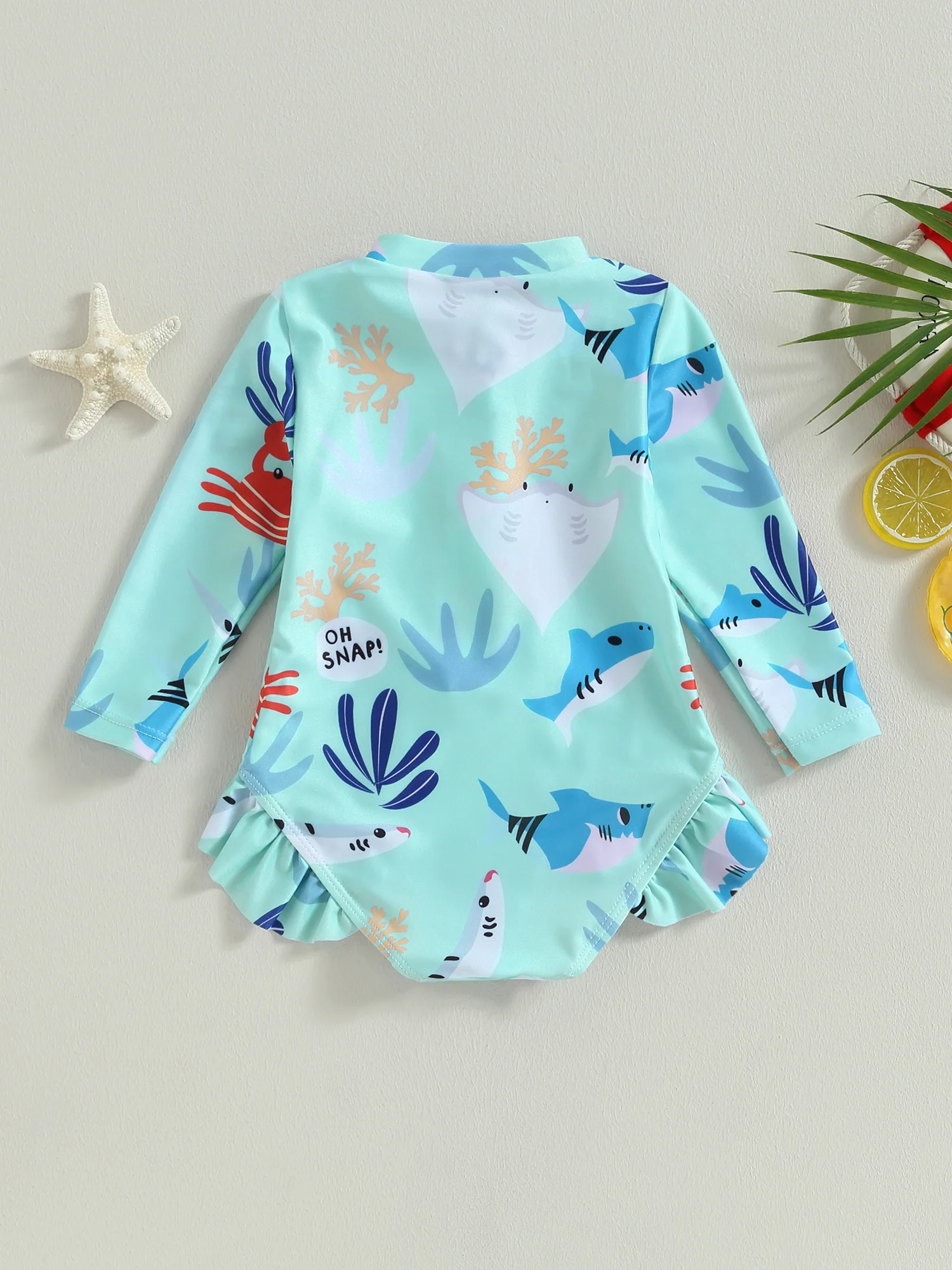 Girls Long Sleeve Swimsuit – Sea Animal Print - Image 16