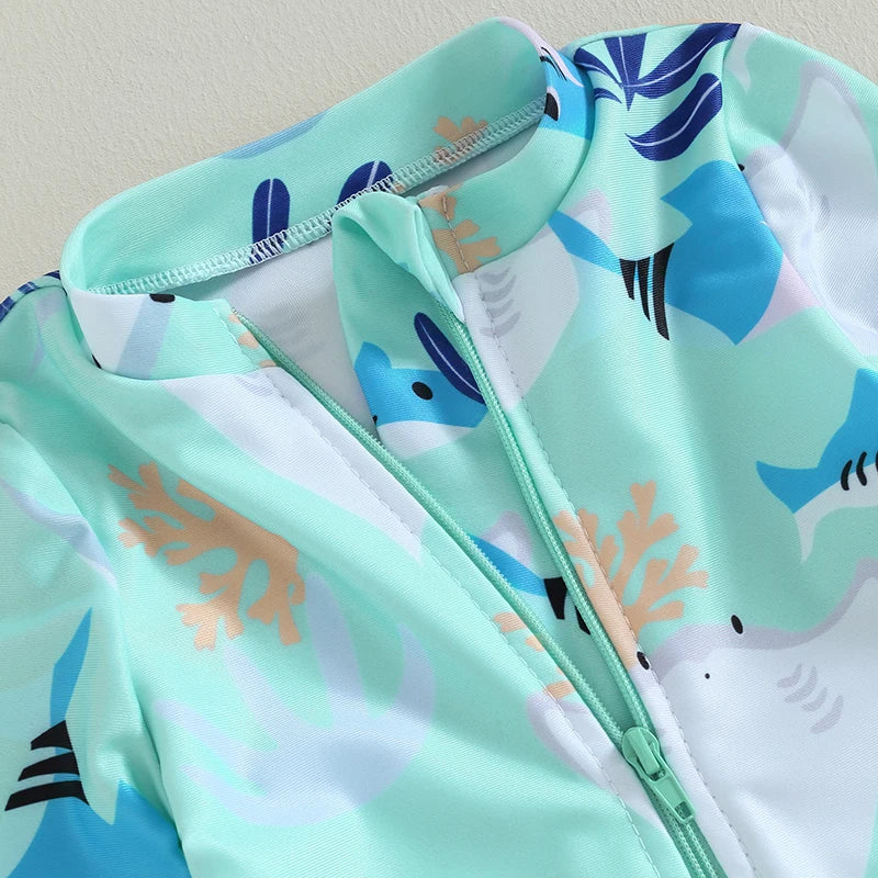 Girls Long Sleeve Swimsuit – Sea Animal Print - Image 6