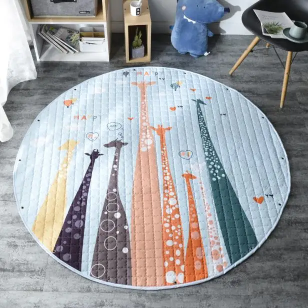 Round Kids Room Carpet – Nordic Animal Play Mat 150cm - Image 20