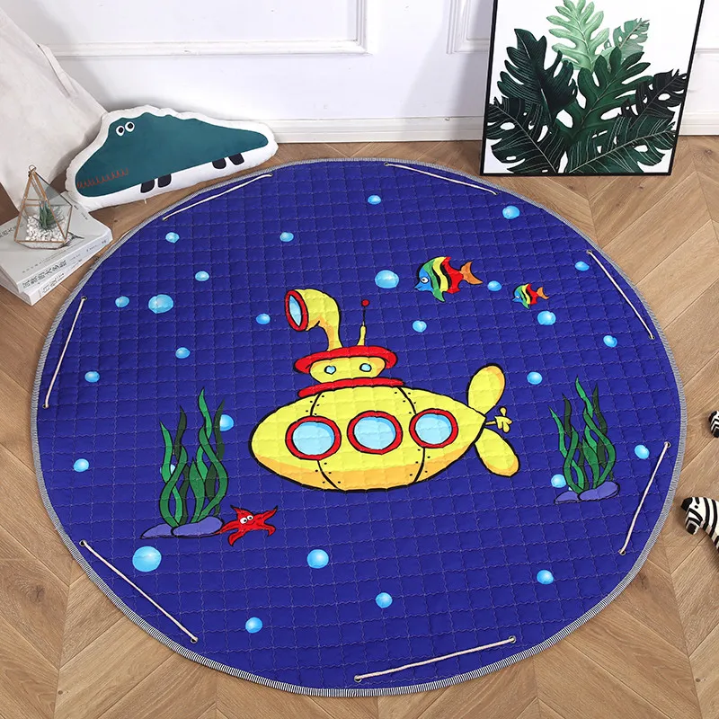 Round Kids Room Carpet – Nordic Animal Play Mat 150cm - Image 21