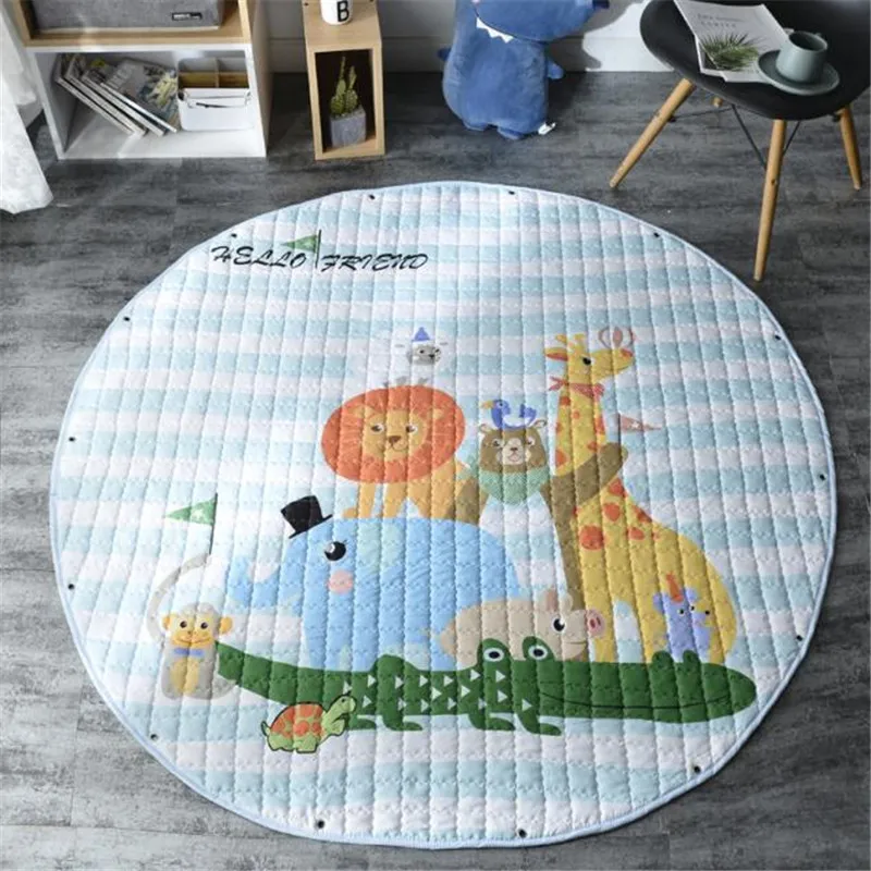 Round Kids Room Carpet – Nordic Animal Play Mat 150cm - Image 29