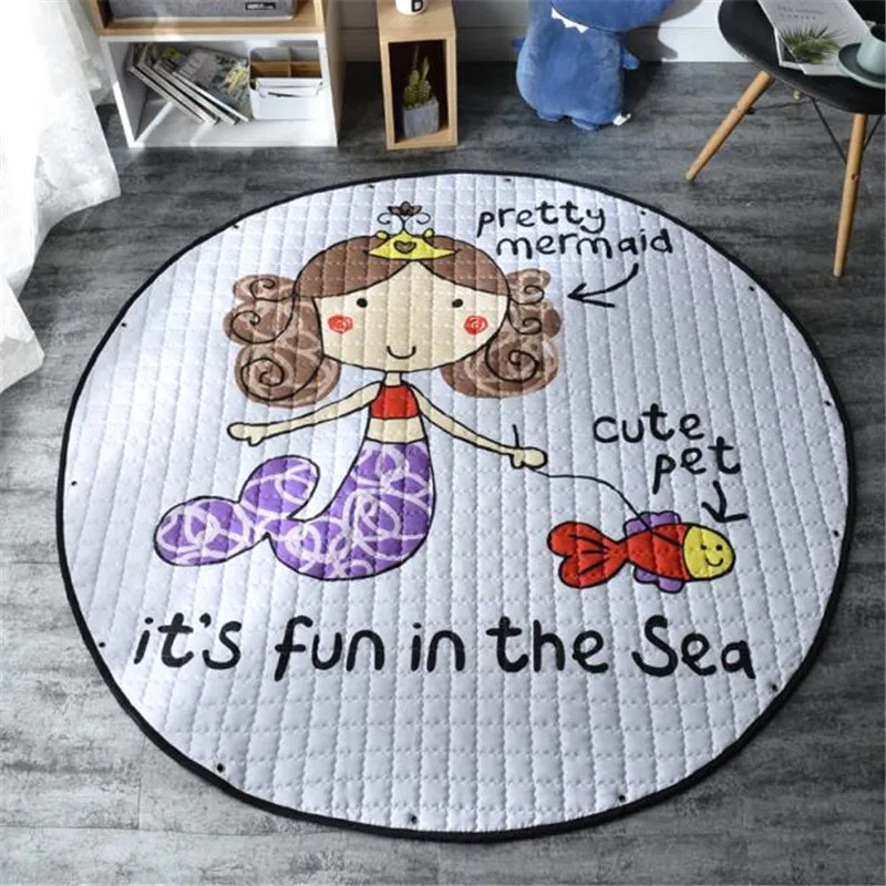 Round Kids Room Carpet – Nordic Animal Play Mat 150cm - Image 3