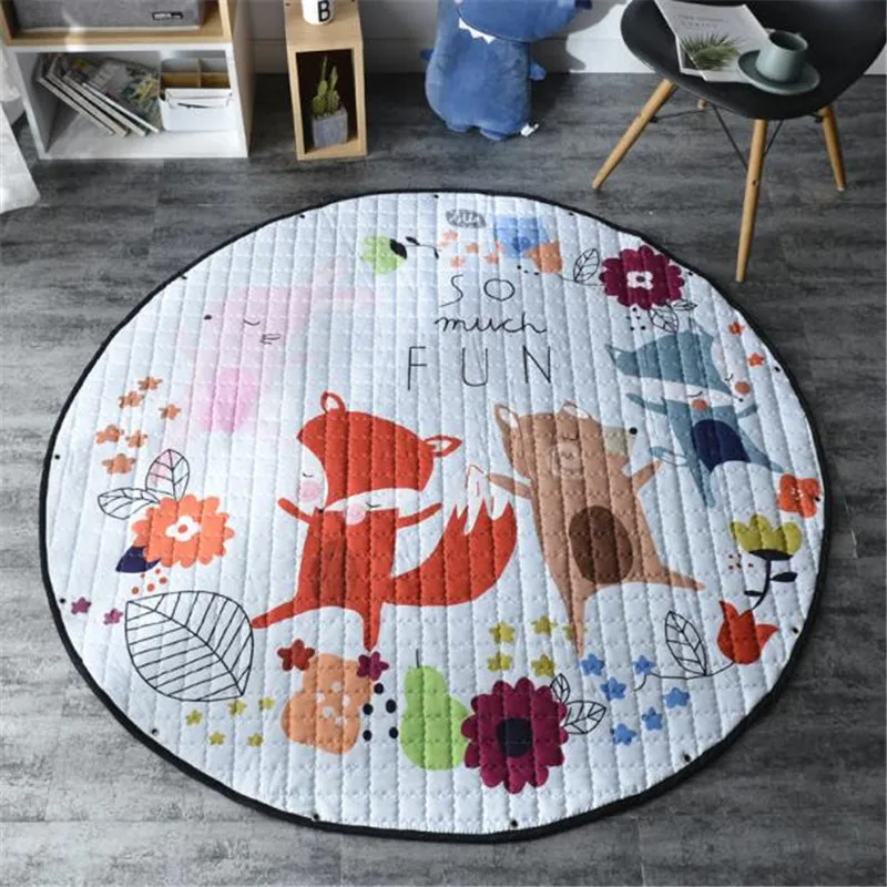 Round Kids Room Carpet – Nordic Animal Play Mat 150cm - Image 30