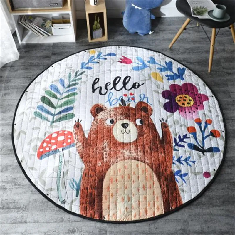 Round Kids Room Carpet – Nordic Animal Play Mat 150cm - Image 32