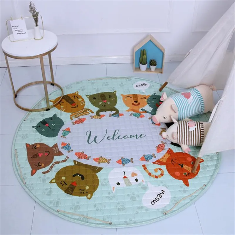 Round Kids Room Carpet – Nordic Animal Play Mat 150cm - Image 4