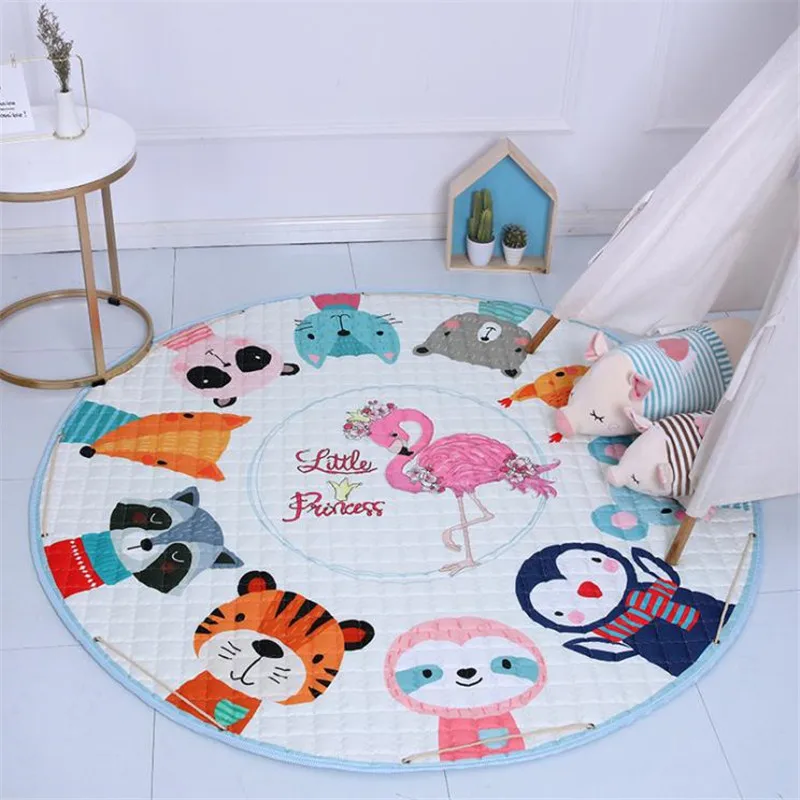 Round Kids Room Carpet – Nordic Animal Play Mat 150cm - Image 8