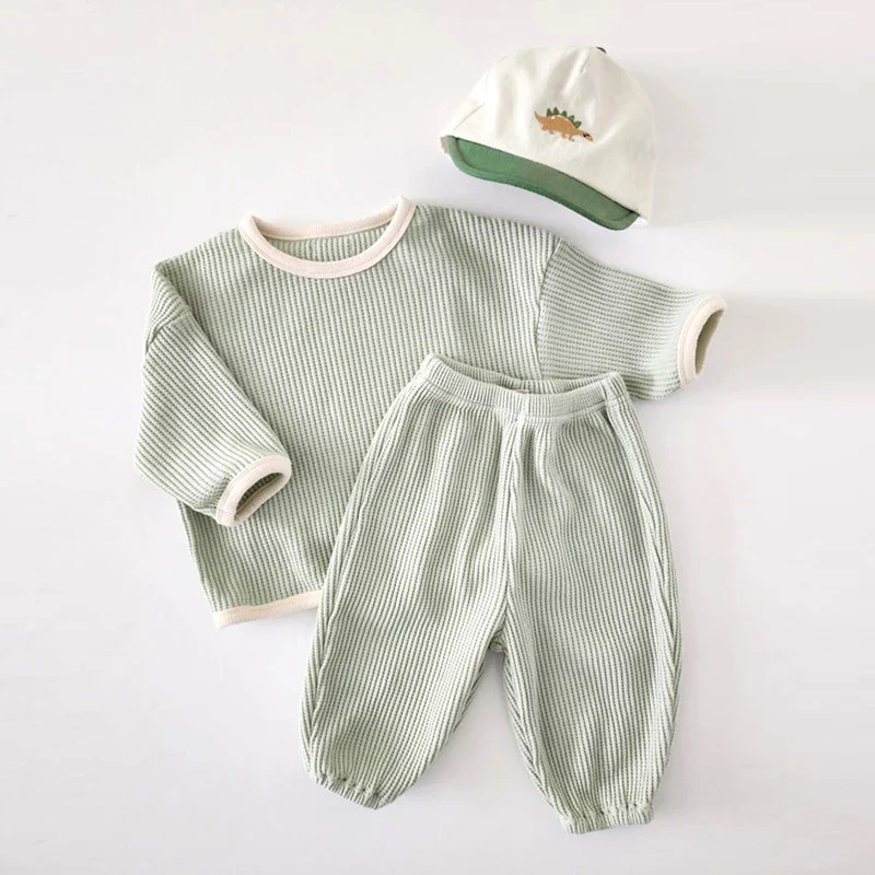 Korean Waffle Suit – Comfy 2-Piece Set