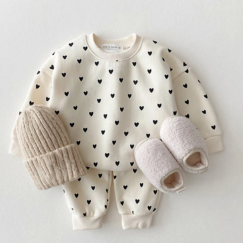 Heart Print Hoodie Set – Cozy Casual