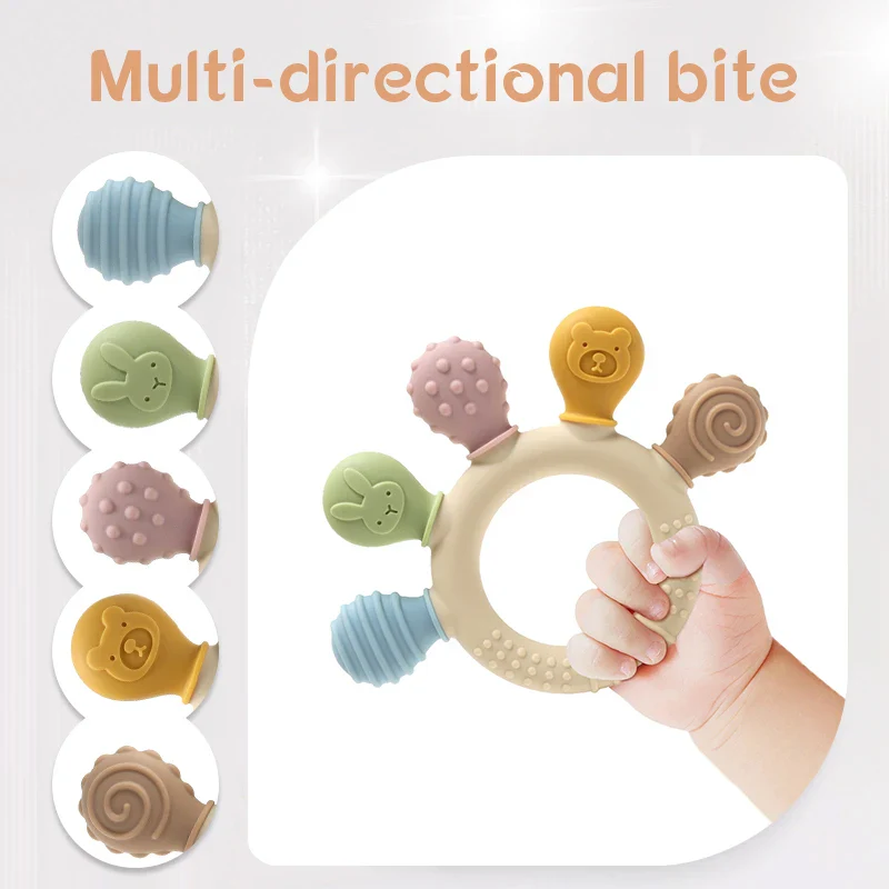 Silicone Baby Ring Teether – Colourful Gum Soother - Image 2