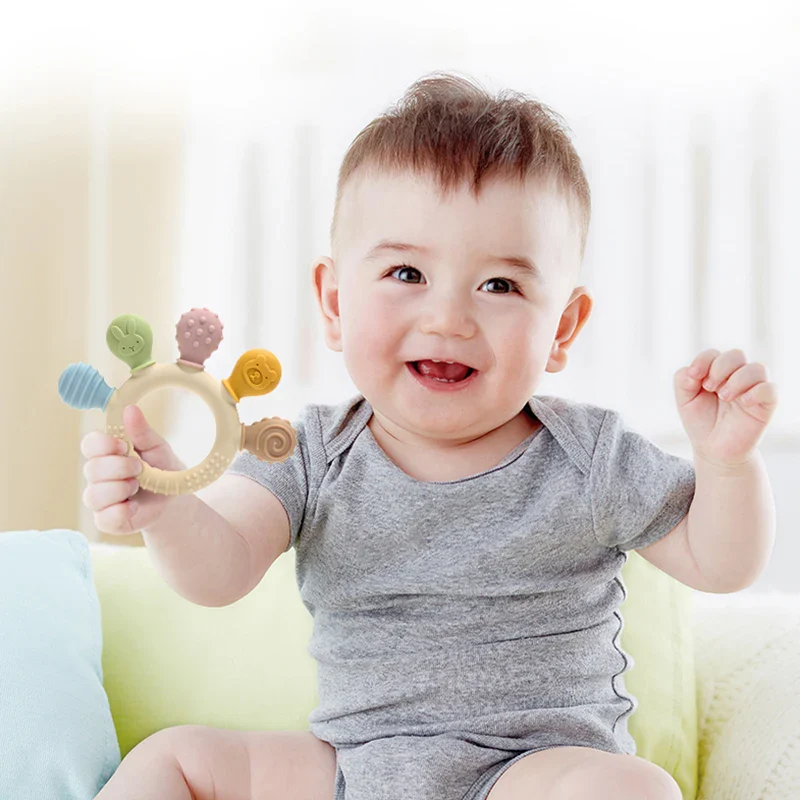 Silicone Baby Ring Teether – Colourful Gum Soother - Image 3