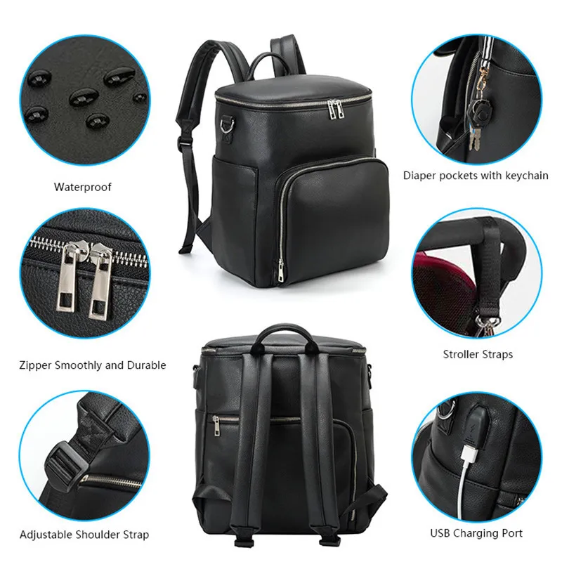 PU Leather Diaper Bag – Travel Ready - Image 4
