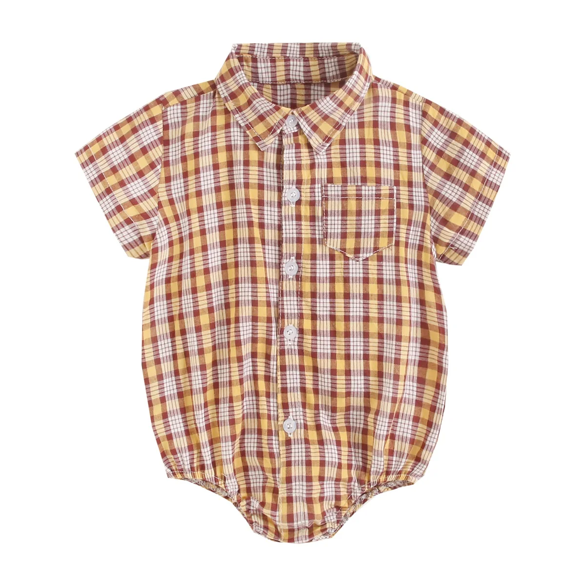 Baby Boy Plaid Bodysuit – Soft Summer Cotton Onesie - Image 18