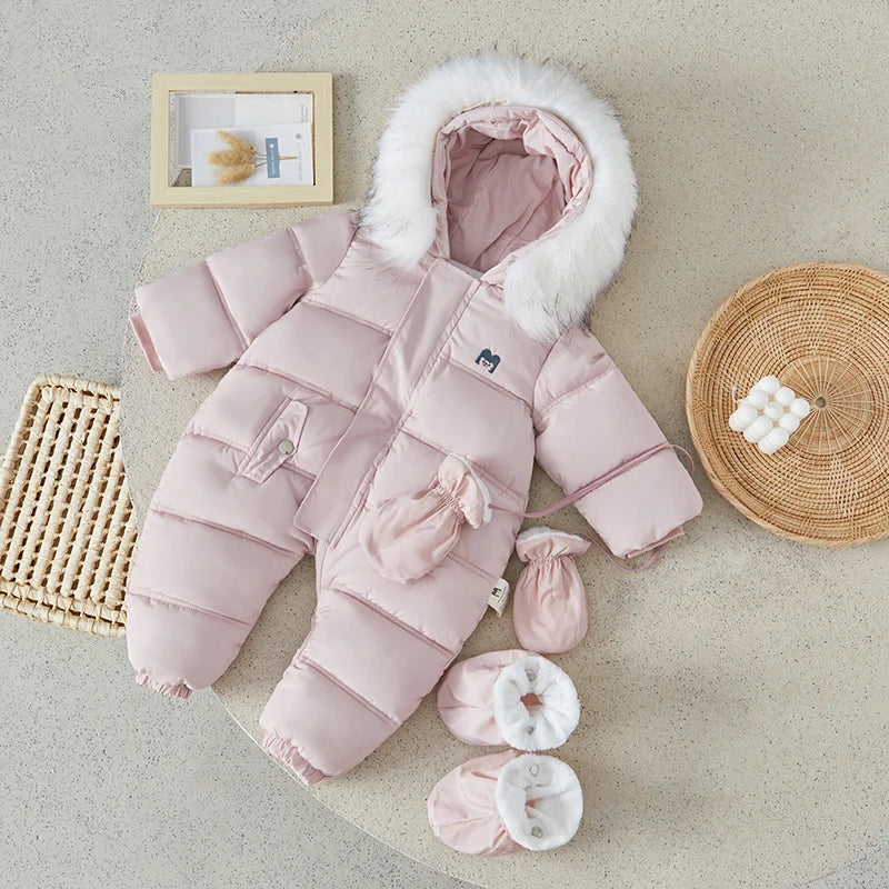 Baby Winter Snowsuit – Hooded Puffer Jumpsuit - Image 6