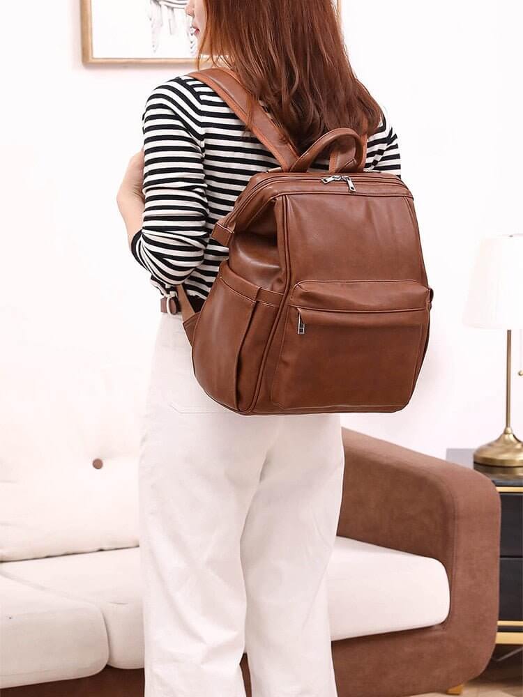 Vegan Leather Diaper Bag Backpack - Image 8