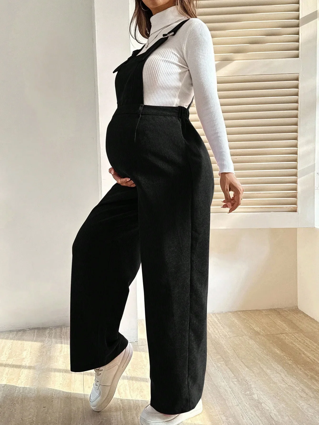 Maternity Corduroy Jumpsuit – Suspender Pants - Image 5