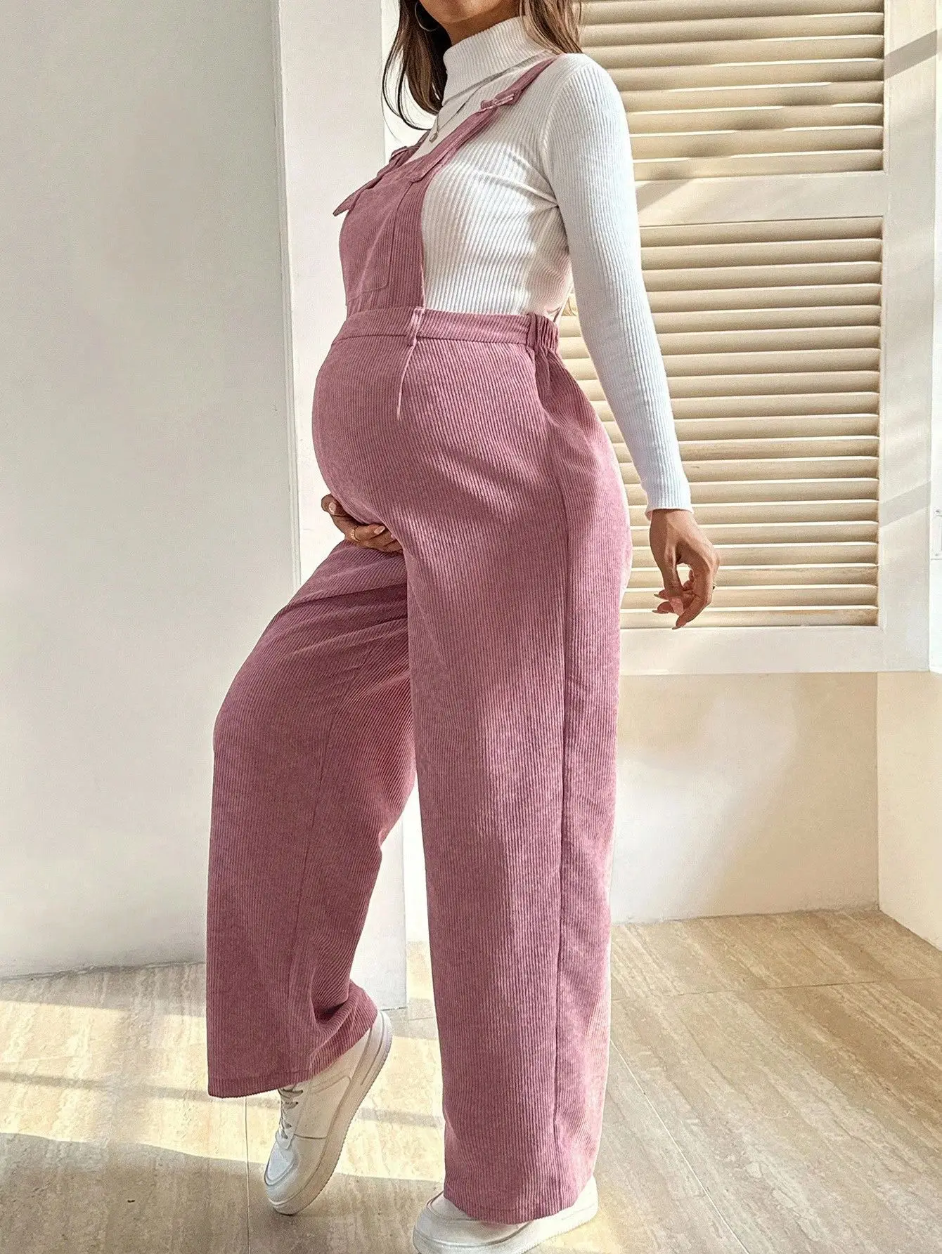 Maternity Corduroy Jumpsuit – Suspender Pants - Image 7