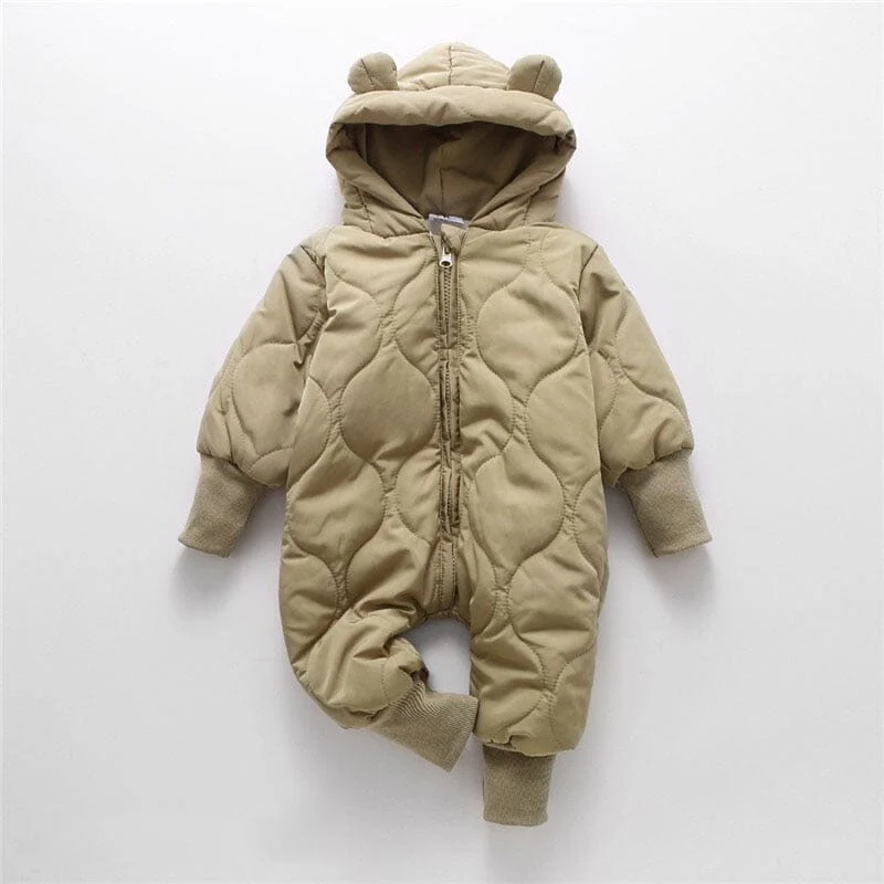 Winter Baby Fur Lining Bear Rompers - Image 3