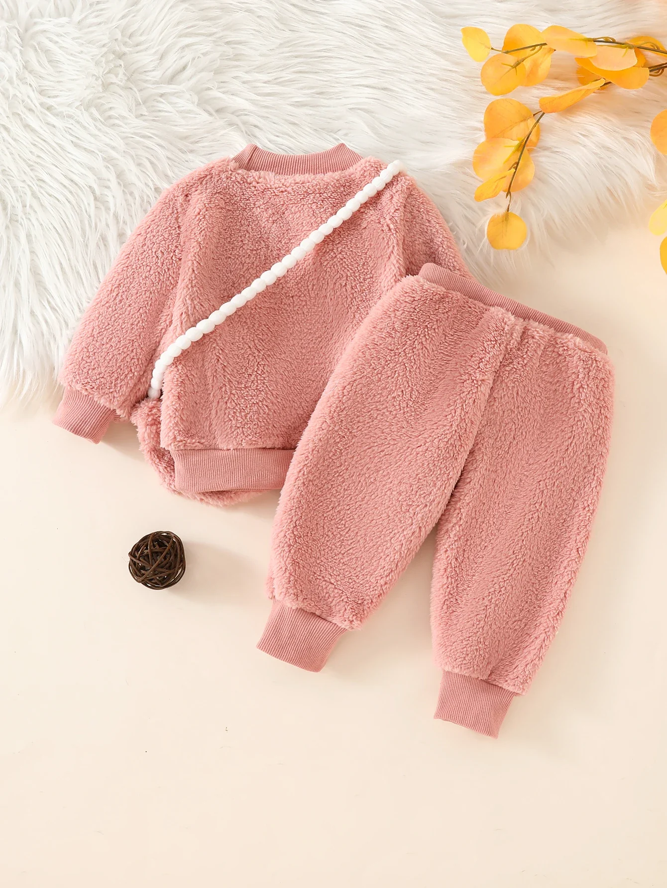 Baby Girl 3-Piece Outfit – Fuzzy Heart Set - Image 2