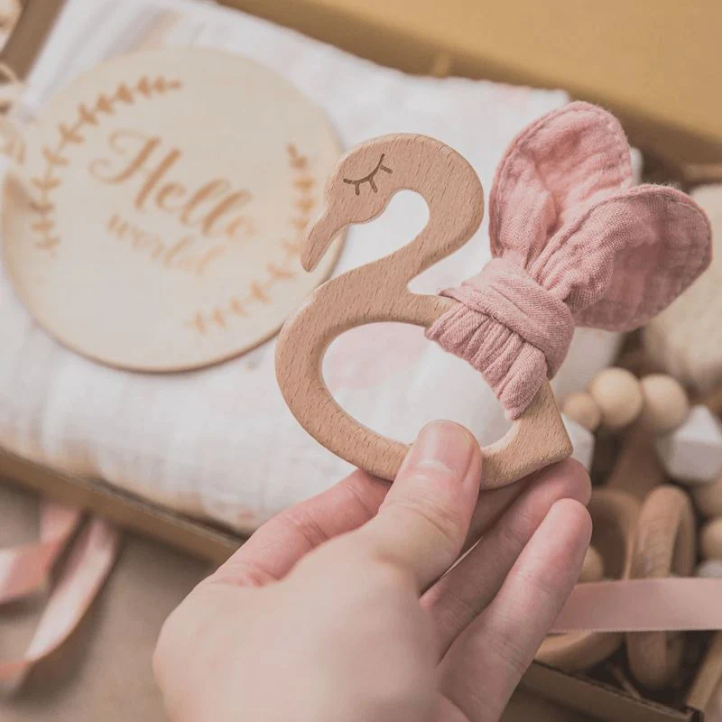 Wooden Rattles Cotton Blanket Baby Gift Set - Image 9